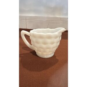 White Fostoria Milk Glass Creamer Diamond Cut 6 QZ.